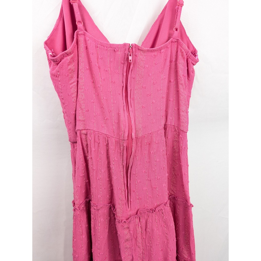 Polka Dot Fairy Tiered Mini Dress Size XS Hot Pink Coquette Preppy Metallic Twee - Picture 8 of 9